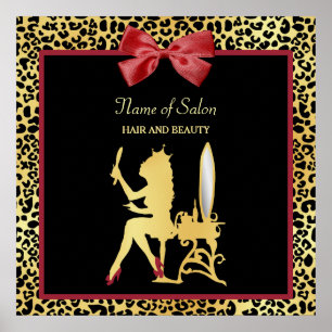 Póster Salão de Beleza Cabelo de Leopardo