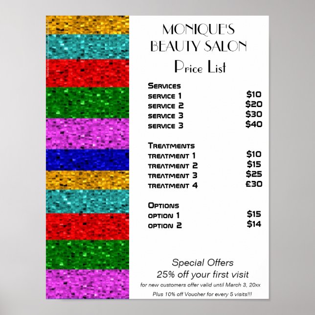 Poster Salão de cabelos de beleza brilhante unhas (Frente)