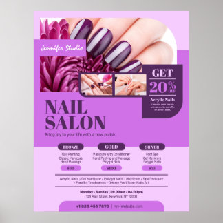Poster Salão de Unhas Roxo, Artista Makeup, Salão de Bela