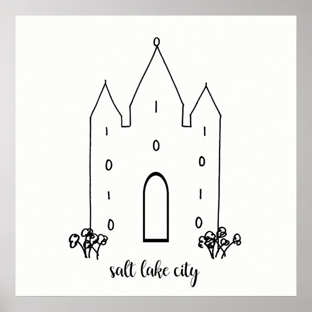 Póster salão lago, cidade de utah templo simples moderno (Frente)