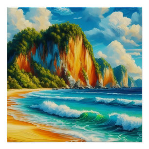 Póster Salas majestosas de serenidade costeira e praias d