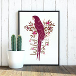 Poster Salas Tropicais de Ara Selvagem e Livre<br><div class="desc">Ara Selvagem e Liberta Pestaneja Poster de Folhas Tropicais. Desenho de um papagaio-de-ara em folhas tropicais com tipografia tradicional Selvagem e livre.</div>