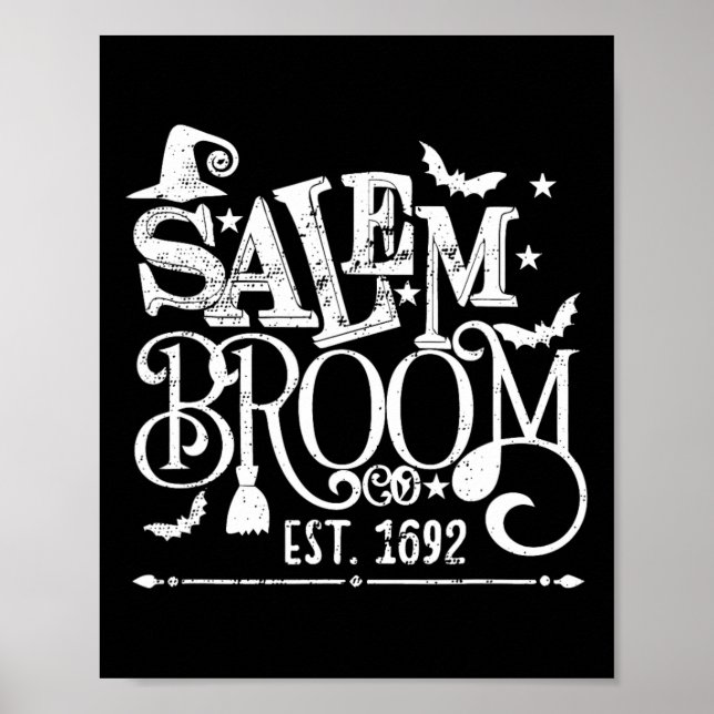 Poster Salem Broom Co Est 1692 Bruxa Dia de as Bruxas eng (Frente)