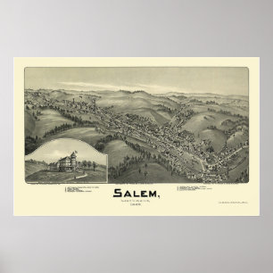 Póster Salem, mapa panorâmico de WV - 1899
