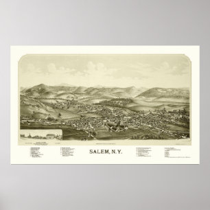 Póster Salem, Novo Mapa Panorâmico - 1889