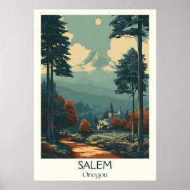 Poster Salem Oregon Vintage Capitólio Viagem Art