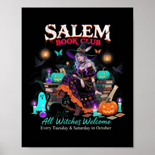 Poster Salem WitBook Club Halloween Lading Book Lover