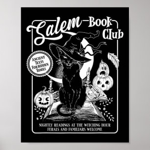 Poster Salem Witch Book Club Bookish Retro Halloween Blac