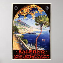 Poster SALERNO Seaside Port City Vintage Itália Viagem