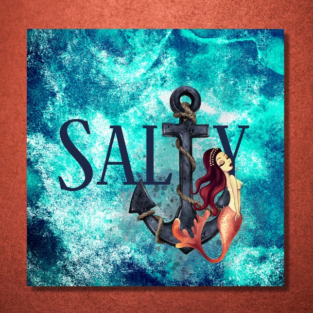 Poster Salgado - Linda Sereia, Âncora Náutica (Salty - Beautiful Mermaid, Anchor Nautical Poster)