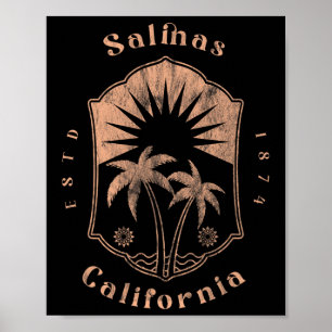 Poster Salinas Califórnia Retro Surfista Praia Vintage