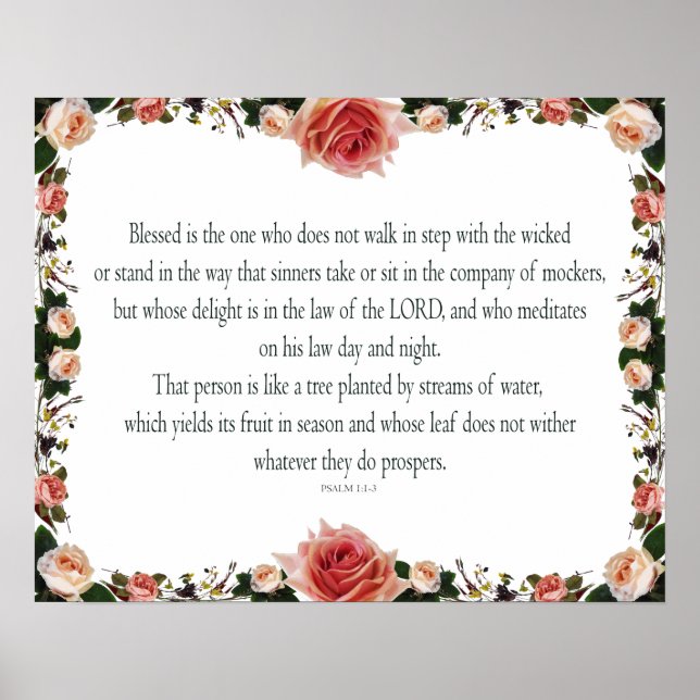 Poster Salm 1 com bordas de flores (Frente)