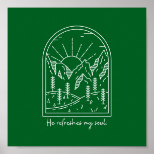 Poster Salm 23 3 Refresca Verso Da Bíblia Cristã De Alma