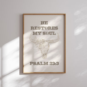 Poster Salm 23 3 Western Cowgirl Christian Wall Art