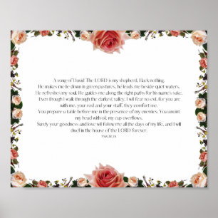 Poster Salm 23, Verso Bíblia, Decoração de Escritura, 