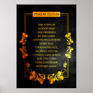 Poster Salm 37:23-24 Bíblia Verso