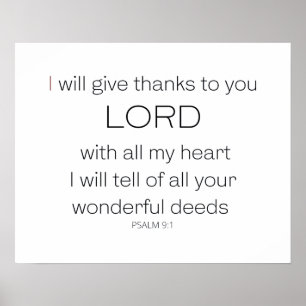 Poster Salm 9, vou dar-lhe obrigados, LORD.