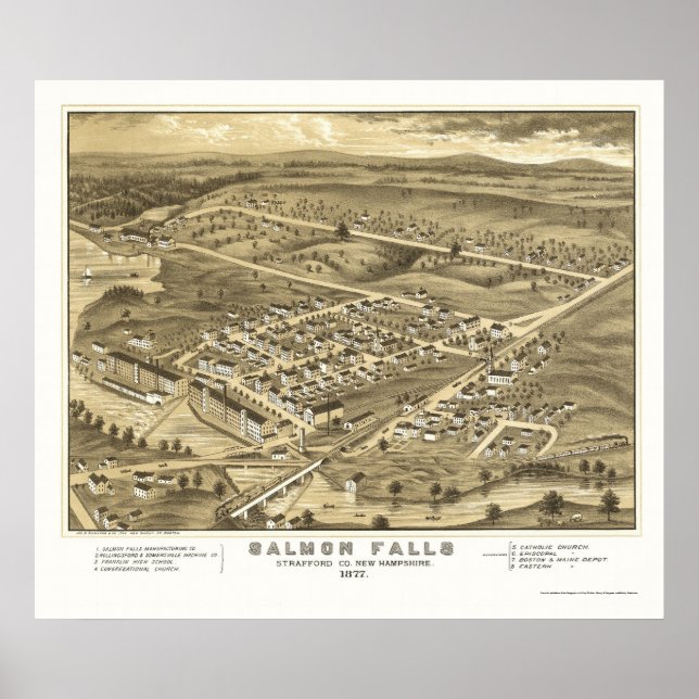 Póster Salmão Cai, Mapa Panorâmico NH - 1877 (Frente)