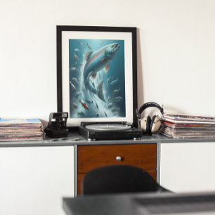 Poster Salmão Majestoso Durante A Dança Ligeira 12x16