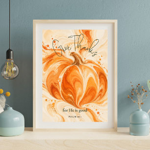 Poster Salmo 107:1 Agradeça ao Senhor Design de Abóbora C
