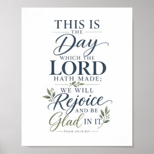 Poster Salmo 118:24 KJV Este é o Dia Versículo Bíblico