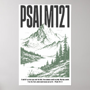 Poster Salmo 121:1-2 “Ergo os Meus para os Montes” Cartaz