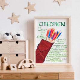 Poster Salmo 127 3-5 Versículo da Bíblia Infantil Cristão