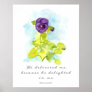 Poster Salmo 18 Escritura Ele Me Libertou Pansy Roxa