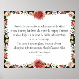 Poster Salmo 1, Bordas de flores Coloridas