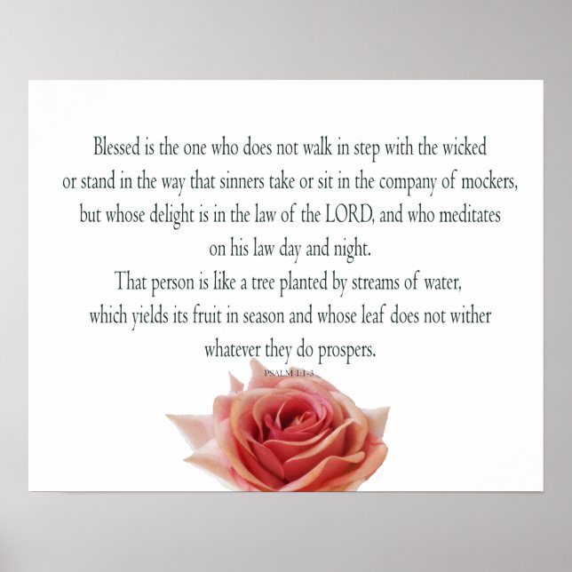 Poster Salmo 1, Dia e Noite da Lei, Fluxos de Águas, (Frente)