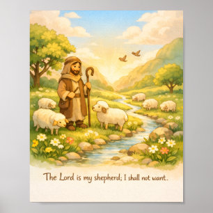 Poster Salmo 23:1 Cartaz das Escrituras, O Senhor É Meu P