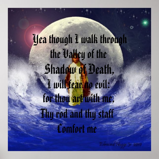 Póster Salmo 23:4 Yea Embora Eu Caminhe Pelo Vale (Frente)