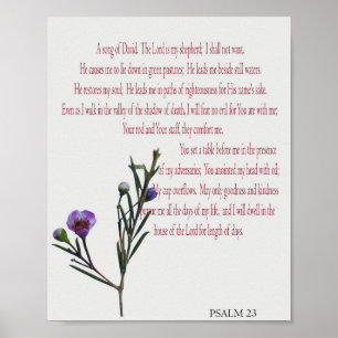 Poster Salmo 23, Floral Roxo Verde Cartaz Papel (Matte)