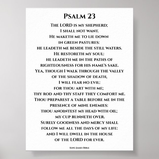 Poster Salmo 23 KJV em negrito fonte Cinzel (Frente)