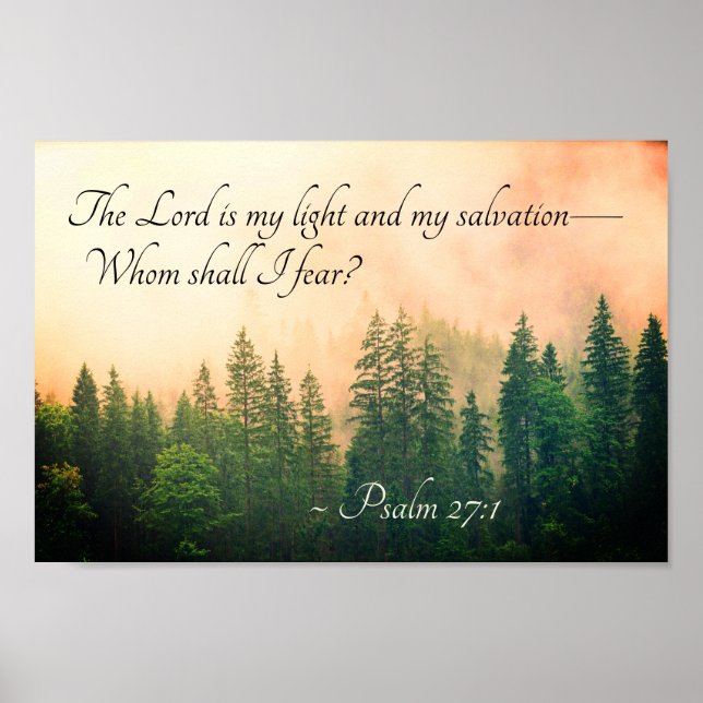 Poster Salmo 27:1 O Senhor é a minha luz e a minha salvaç (Frente)