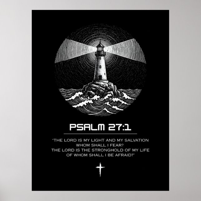 Poster Salmo 27:1 Versículo Bíblico | Farol Cristão (Frente)