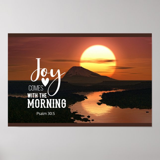 Poster Salmo 30:5 Joy vem com a Bíblia matinal Verse (Frente)