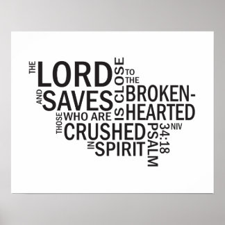 Poster Salmo 34:18 "O Senhor está Perto" Arte do Metrô