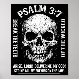 Poster Salmo 3_7 Caveira Vintage Cristão Religioso Bíblia
