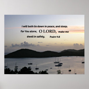 Póster Salmo 4:8, ambos deitarei em paz... .