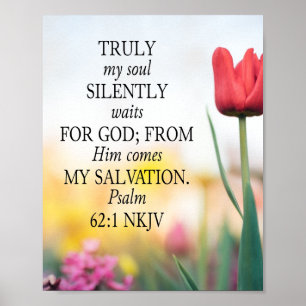 Poster Salmo 62:1 NKJV em Fundo de Imagem 