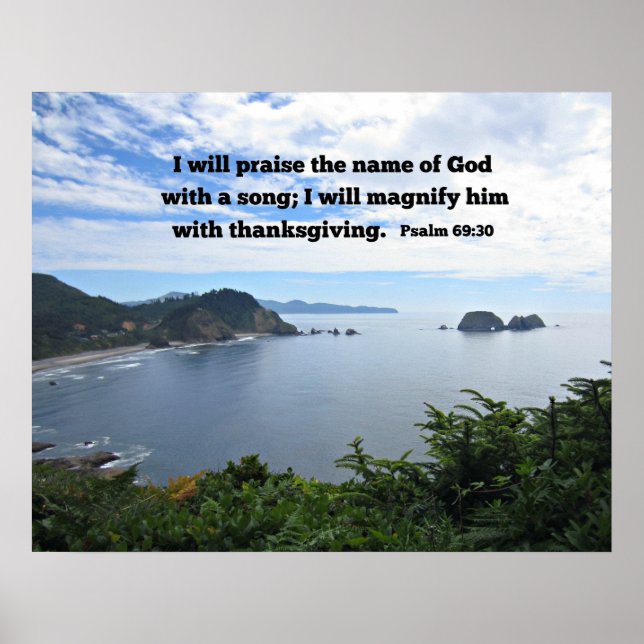 Poster Salmo 69:30 Eu elogiarei o nome de Deus... (Frente)
