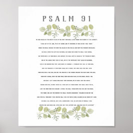 Poster Salmo 91 Eucalyptus Verde-Oliva Deixa Arte Bíblia