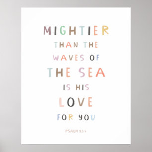 Poster Salmo 93:4 Mais Poderoso Que as Ondas do Mar