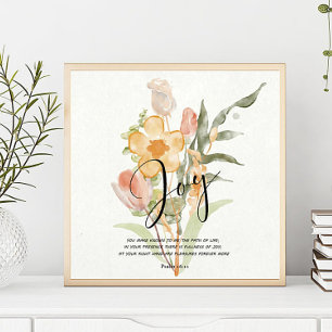 Poster Salmo de Alegria 16:11 floral laranja