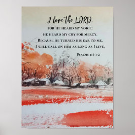 Poster Salmos 116 1-2 Adoro a Bíblia LORD Verse