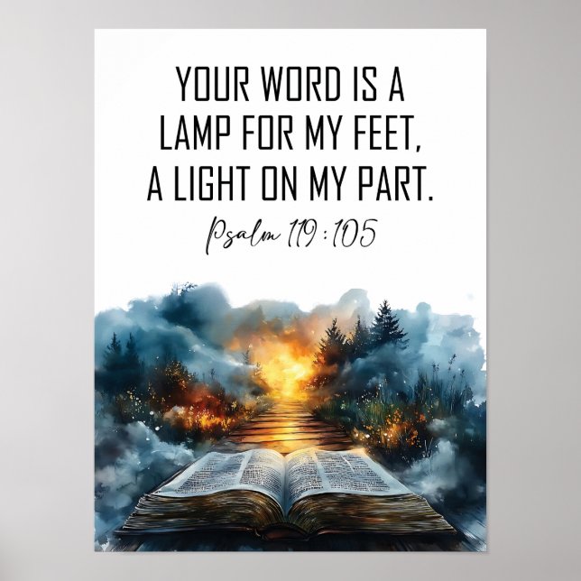 Poster Salmos 119:105 Sua palavra é uma Lâmpada (Frente)