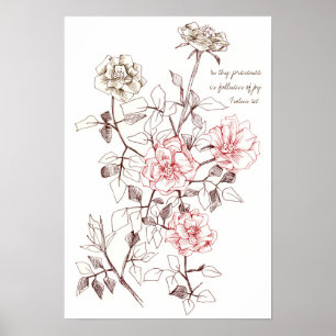 Poster Salmos 16:11 Escritura Versículo Bíblico Flores de