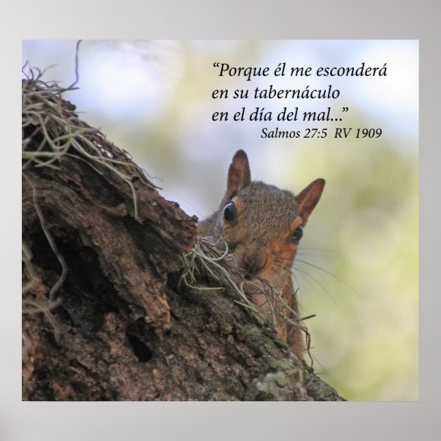 Póster Salmos 27-5 con Ardilla (Frente)