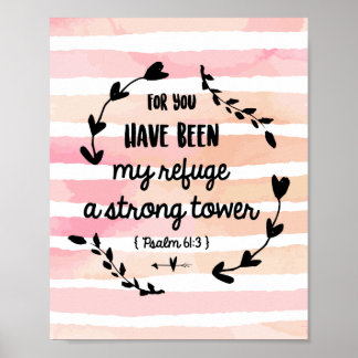 Poster Salmos Bíblia Verso Aquarela Cor-de-Água Cor-de-ro